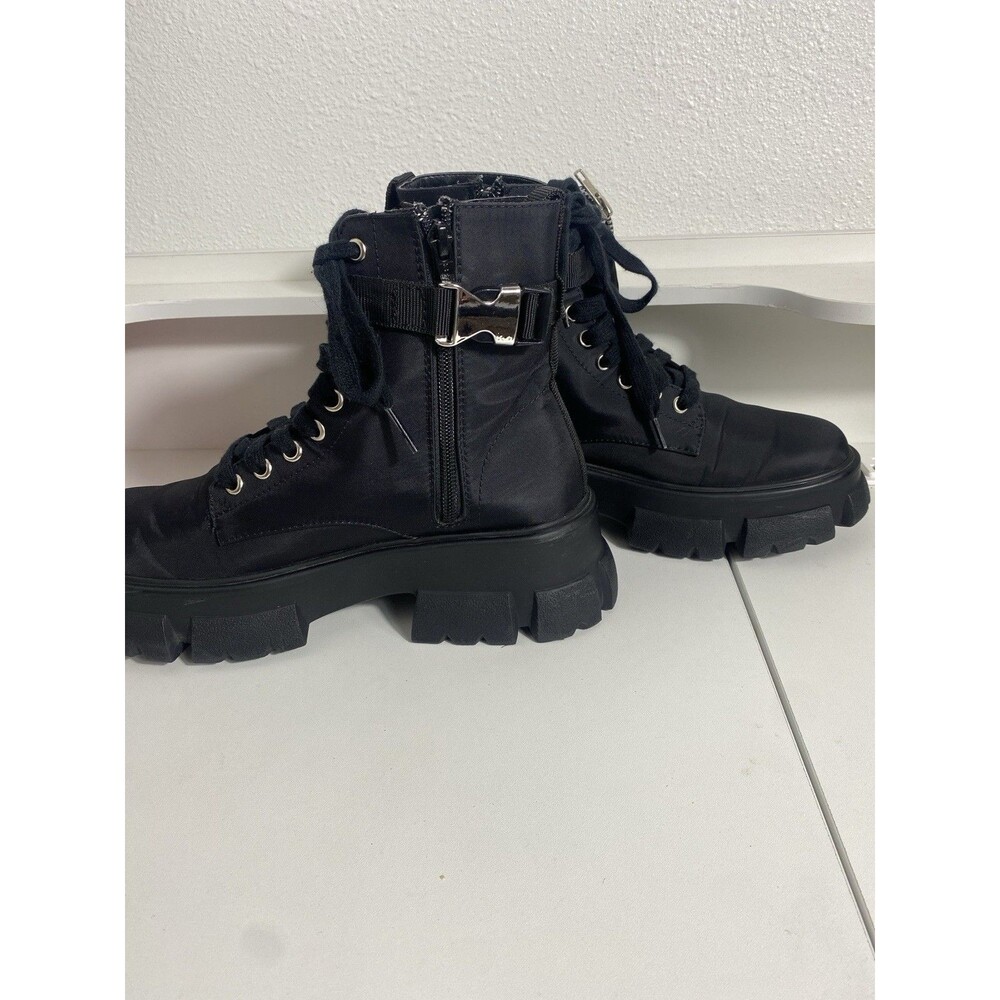 Steve Madden Thora-P Black Nylon Lace-Up Combat Ankle Lug Boots Women's 8 - Picture 7 of 16